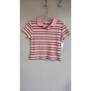 BP. Ribbed Striped Cropped Polo Top - NWT